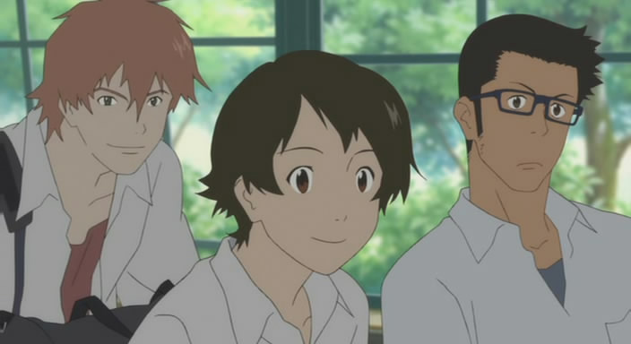 The three friends: Chiaki, Makoto, and Kousuke. Platonic, for now.